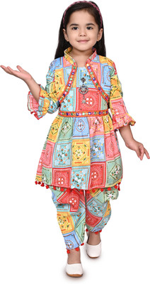 THE SKYLARK ENTERPRISE Girls Festive & Party Kurta and Dhoti Pant Set(Multicolor Pack of 2)