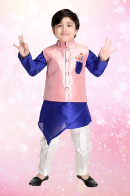 new gen Baby Boys Casual, Festive & Party, Wedding Kurta, Waistcoat and Pyjama Set(Pink Pack of 1)