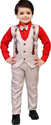 Go Berry Boys Casual, Festive & Party, Wedding Blazer, Shirt and Trouser Set(Multicolor Pack of 1)