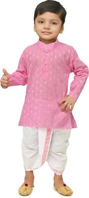 SAHIL CLLOECTION Baby Boys Festive & Party Kurta and Dhoti Pant Set(Pink Pack of 1)