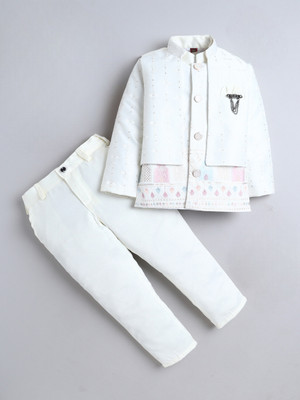 Fourfolds Boys Festive & Party, Wedding Sherwani and Churidar Set(Beige Pack of 1)