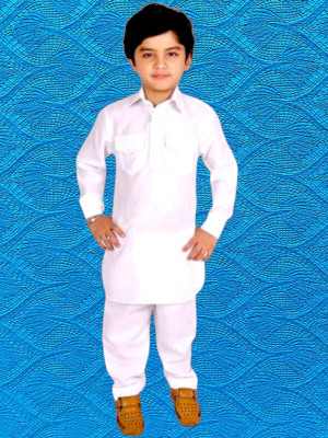 SUNCITY FASHION MART Boys Casual Pathani Suit Set(White Pack of 1)