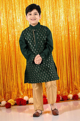 Smuktar garments Baby Boys Casual, Festive & Party, Wedding Kurta and Pyjama Set(Green Pack of 1)