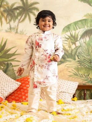 VASTRAMAY SISHU Baby Boys Casual, Formal, Wedding, Festive & Party Kurta and Pyjama Set(Beige Pack of 1)