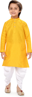 vuriq Boys Casual Dhoti & Kurta Set(Yellow Pack of 1)