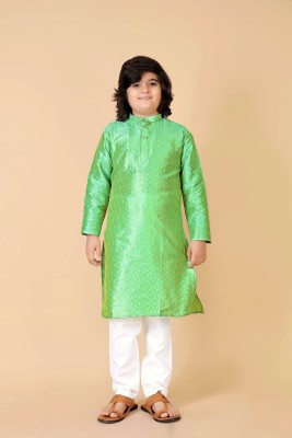 VALAKI Boys Self Design Straight Kurta(Light Green)