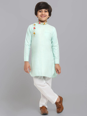 RCENSA Boys Festive & Party Kurta and Pyjama Set(Green Pack of 1)