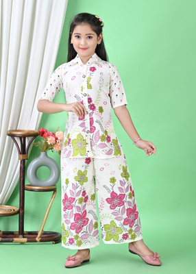 S SOYAIB DRESSES Girls Casual Kurta and Palazzo Set(Pink Pack of 1)