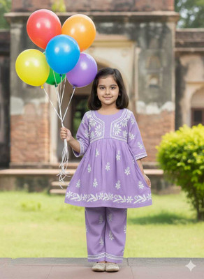 ADR International Girls Festive & Party, Casual, Formal, Wedding Kurta and Palazzo Set(Purple Pack of 1)