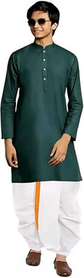 JILANI TRADERS Boys Festive & Party Kurta and Dhoti Pant Set(Dark Green Pack of 1)