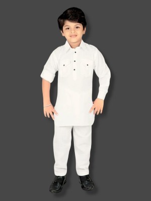 SUNCITY FASHION MART Boys Casual Kurta and Pyjama Set(White Pack of 1)