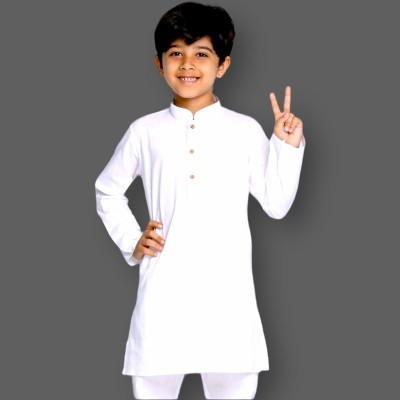 FMSE Boys Festive & Party Kurta and Pyjama Set(White Pack of 1)