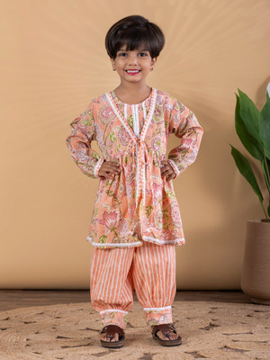 Readiprint Girls Festive & Party Kurta and Patiala Set(Pink Pack of 2)