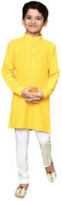 VC FASHION TREND Baby Boys Festive & Party Kurta and Pyjama Set(Yellow Pack of 1)