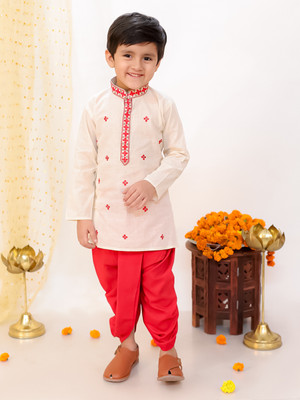 KID1 Boys Festive & Party Dhoti & Kurta Set(White Pack of 1)