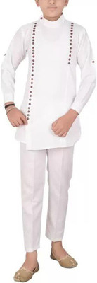 ATLY Boys Festive & Party Kurta and Pyjama Set(White Pack of 1)