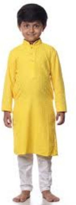 VDC CREATIONS Baby Boys Festive & Party Kurta and Pyjama Set(Yellow Pack of 1)
