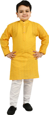 Arshia Fashions Boys Festive & Party Kurta and Pyjama Set(Yellow Pack of 1)