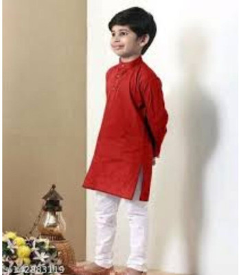 VCD FASHION HUB Baby Boys Festive & Party Kurta and Pyjama Set(Maroon Pack of 1)