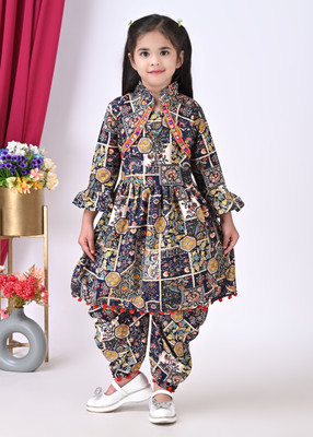 NH Fashion Girls Festive & Party Dhoti & Kurta Set(Blue Pack of 1)