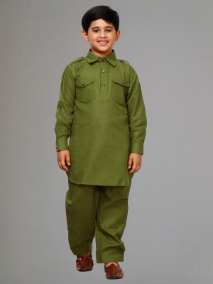 PRO ETHIC Boys Festive & Party Pathani Suit Set(Green Pack of 1)