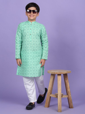 kraft india Boys Printed Straight Kurta(Green)