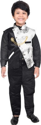 Kidzarea Boys Festive & Party Shirt, Waistcoat and Pant Set(Black Pack of 1)