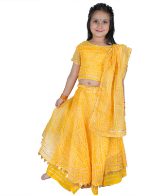 Pinkblueindia Baby Girls Festive & Party Top and Skirt Set(Yellow Pack of 1)