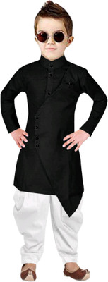 TRUST OUS Boys Festive & Party Dhoti & Kurta Set(Black Pack of 1)