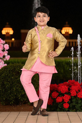 Smuktar garments Baby Boys Casual, Festive & Party, Wedding Kurta, Waistcoat and Pyjama Set(Multicolor Pack of 1)