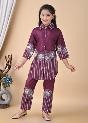 AR KEFA Girls Casual Kurta and Pyjama Set(Red Pack of 1)