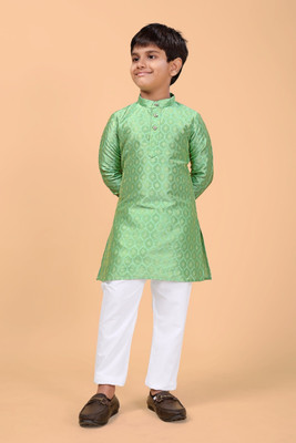 VALAKI Boys Festive & Party Kurta and Pyjama Set(Light Green Pack of 1)