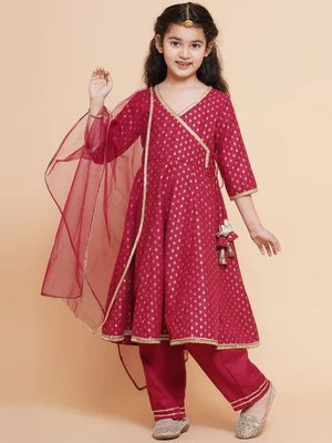 UPASANA Girls Festive & Party Kurta and Palazzo Set(Red Pack of 1)