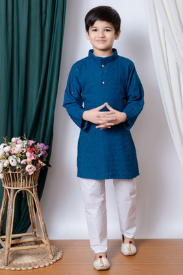 New Hsgarments Boys Festive & Party Kurta and Pyjama Set(Light Blue Pack of 1)