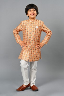 AHHAAAA Boys Festive & Party Kurta and Pyjama Set(Yellow Pack of 1)