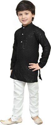 Go Berry Boys Festive & Party Kurta and Pyjama Set(Multicolor Pack of 1)