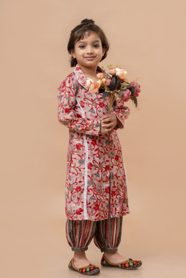 Cutidiva Girls Festive & Party Kurta and Trouser Set(Multicolor Pack of 2)