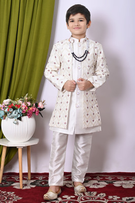 Hasibul Fashion Boys Festive & Party Kurta, Waistcoat and Pyjama Set(White Pack of 1)