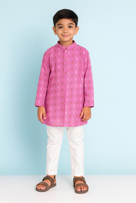 Oxipittal Club Boys Festive & Party Kurta and Dhoti Pant Set(Pink Pack of 1)