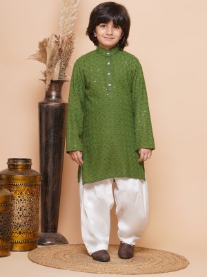 AJ Dezines Boys Festive & Party Kurta and Pyjama Set(Green Pack of 1)