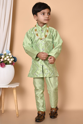 SMARTKIDS PLUS Baby Boys Festive & Party Kurta and Pyjama Set(Green Pack of 1)