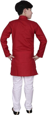 VCD FASHION HUB Baby Boys Festive & Party Kurta and Pyjama Set(Maroon Pack of 1)