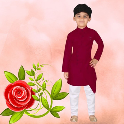 VDC FASHION TREND Baby Boys Festive & Party Kurta and Pyjama Set(Maroon Pack of 1)