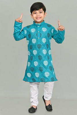 NFC CREATION Boys Festive & Party, Wedding Kurta and Pyjama Set(Green Pack of 1)