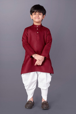 bitteR Boys Festive & Party Kurta and Dhoti Pant Set(Maroon Pack of 1)