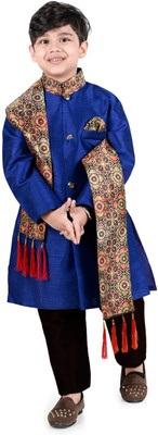 Smuktar garments Boys Casual, Festive & Party, Wedding Kurta, Pyjama & Dupatta Set(Blue Pack of 3)