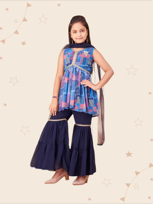 Kidotsav Girls Festive & Party Salwar and Kurta Set(Blue Pack of 1)