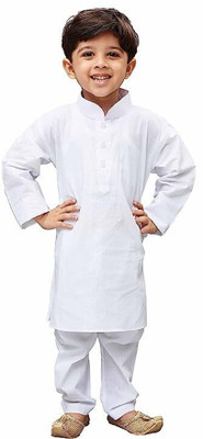 DISONE Boys Festive & Party Kurta and Pyjama Set(White Pack of 1)