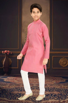 Liten Boys Festive & Party, Wedding Kurta and Pyjama Set(Pink Pack of 2)