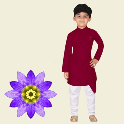 VCD FASHION HUB Baby Boys Festive & Party Kurta and Pyjama Set(Maroon Pack of 1)